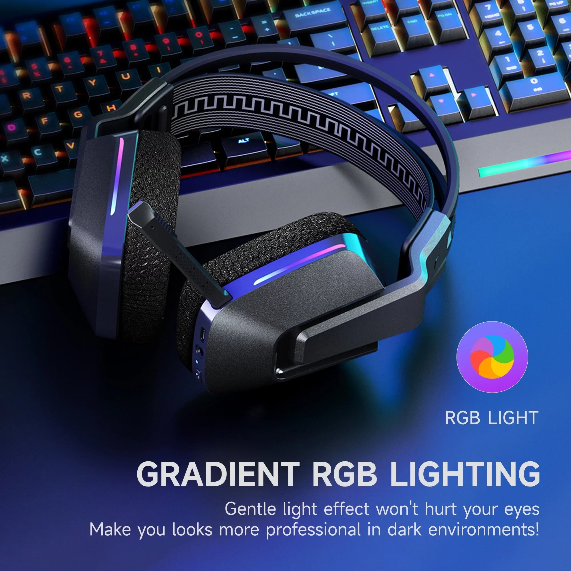 Wireless Gaming Headset with Noise-Cancelling Mic,  Lights 7.1 Surround Sound for , /5, Nintendo Switch, 3.5mm Wired for Xbox One/Series x/s, 300g, Black