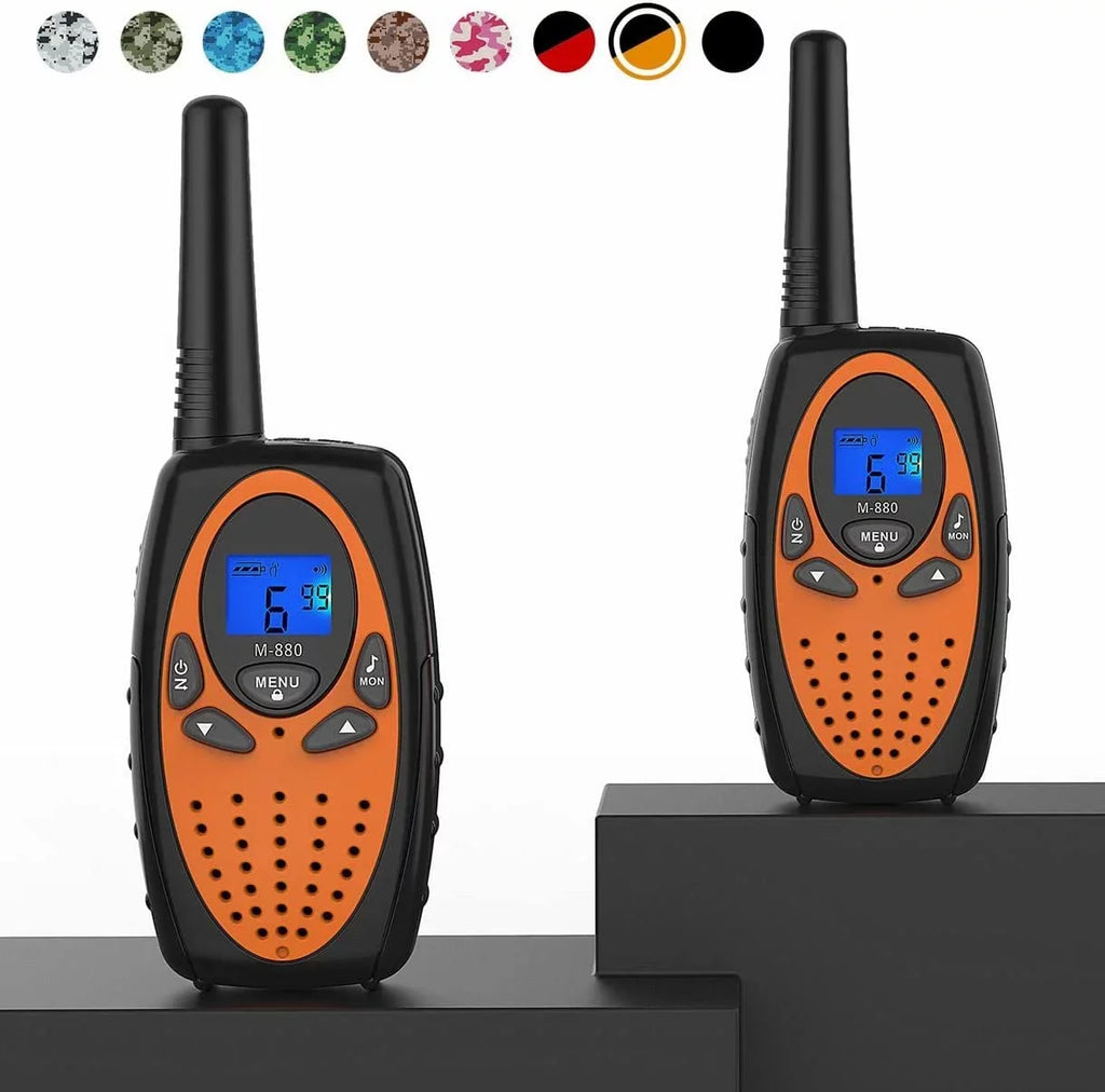 Two Way Radios for Adults,  Walkie Talkie Long Range /Hands Free Walki Talki with Noise Cancelling for Women Kids Camping Hiking Cruise Ship (Orange 2 in 1)