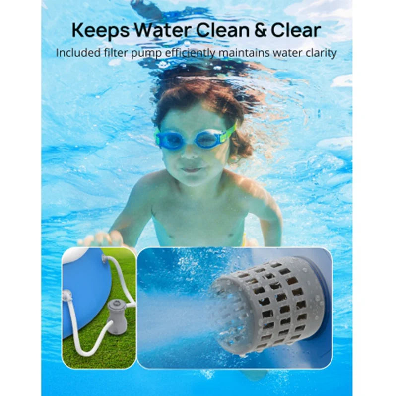 15ft *35in Inflatable Swimming Pool Include Filter Pump, Ground Cloth and Cover