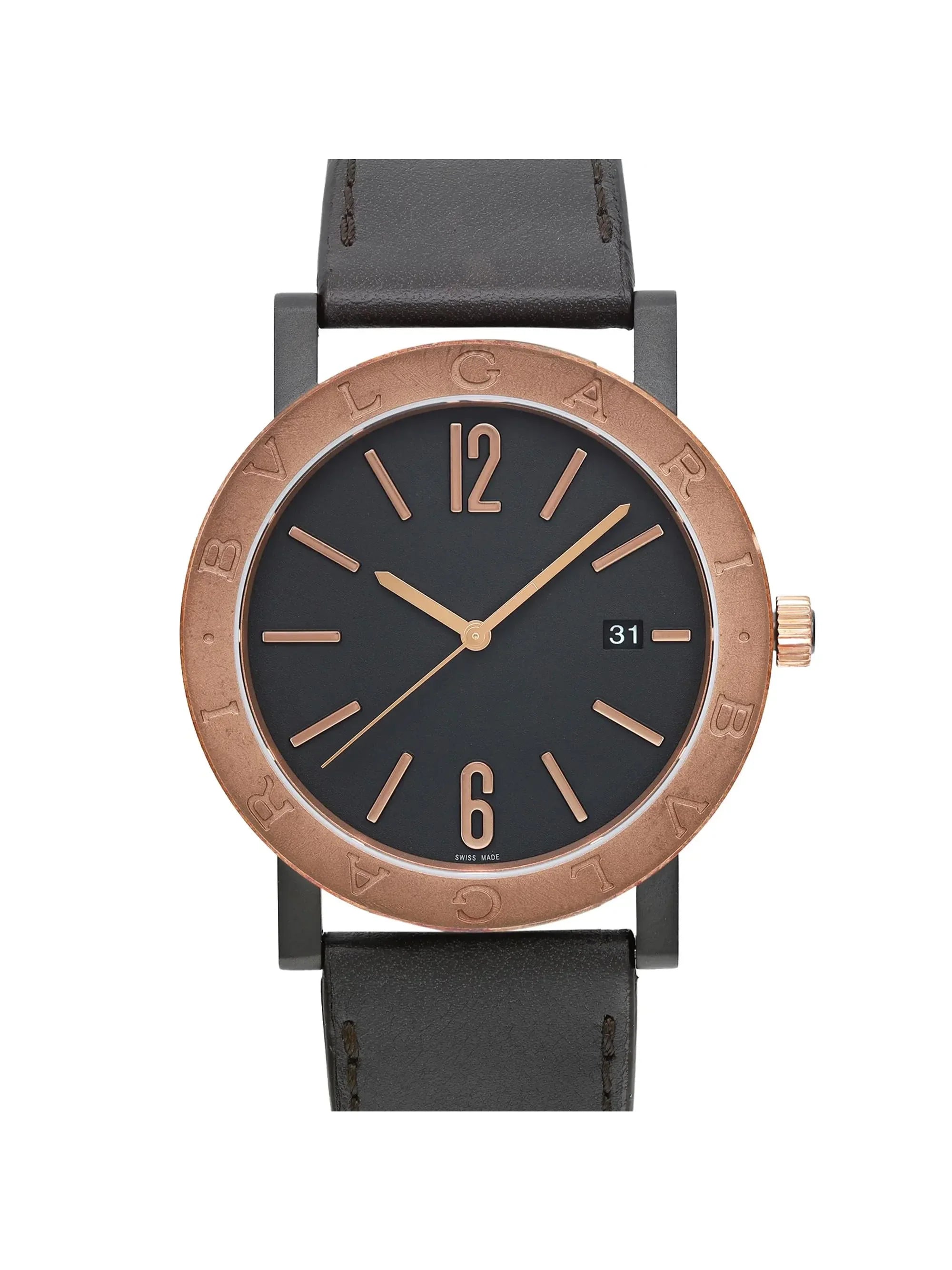 New Bvlgari Solotempo 41mm Steel Bronze Black Dial Automatic Men Watch 102931