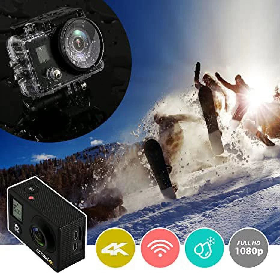 SereneLife 4K Ultra  Wi-Fi Pro Sport Action Camera - 1080p  Mini Digital Video Camcorder Kit