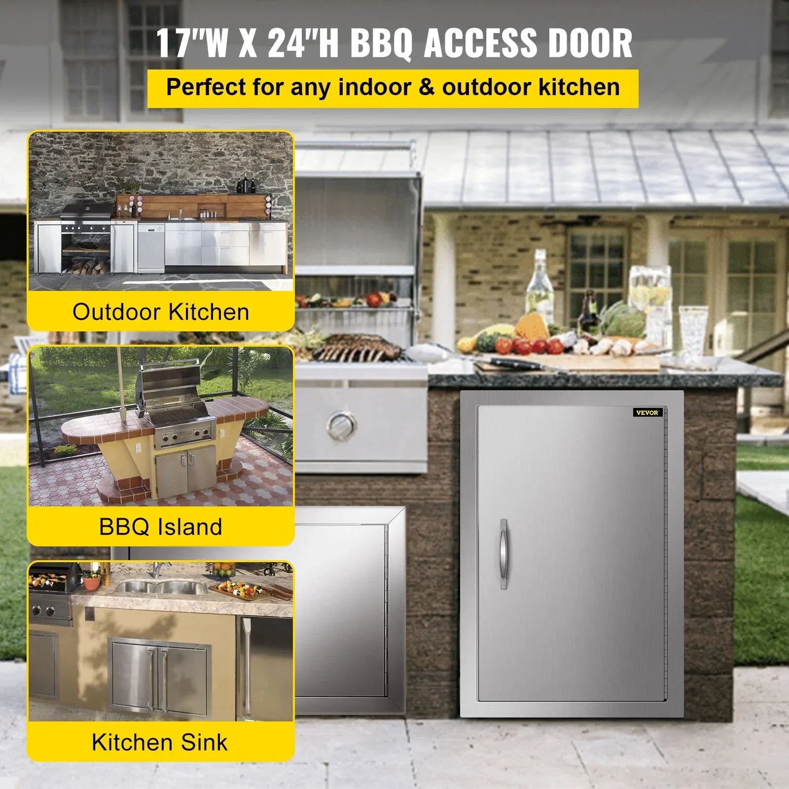 17x24 inch Stainless Steel  Access Door, Ideal for Outdoor Kitchen,  Island