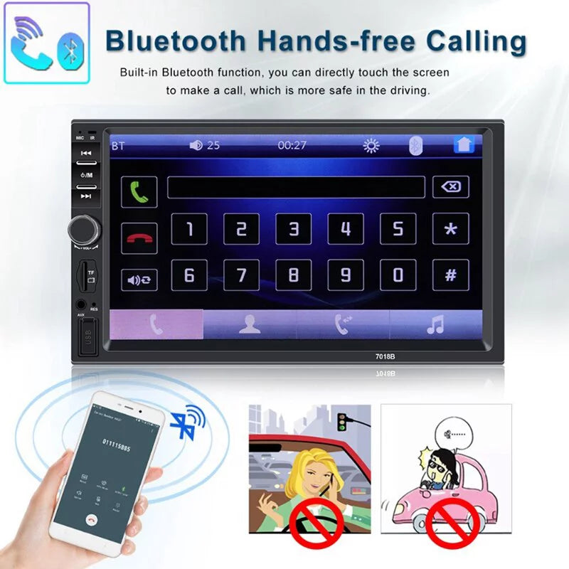 Car Radio Double Din Car Stereo 7 Inch Touch Screen with Bluetooth Mirror Link   Radio Audio Receiver with Backup Camera and Remote Control