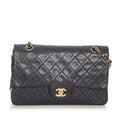 Pre-Owned Chanel Small Classic Double Flap Bag Lambskin Leather Black Shoulder Bag Women (Good)
