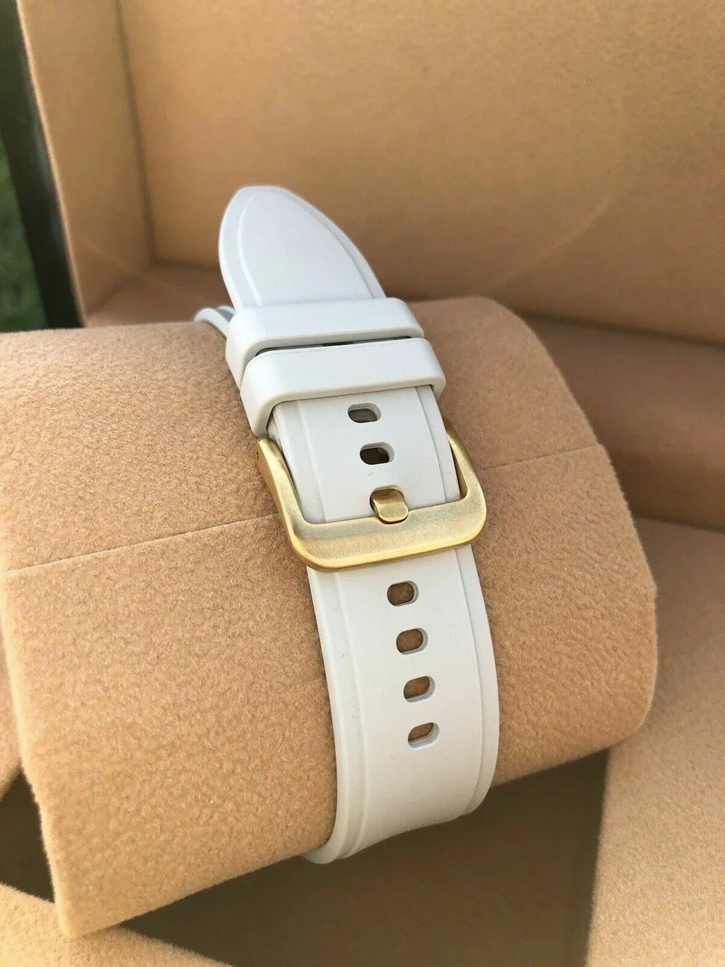 Custom 24k Gold Plated 46mm Samsung Galaxy Watch 4 Gold Bezel Gray Gold Band