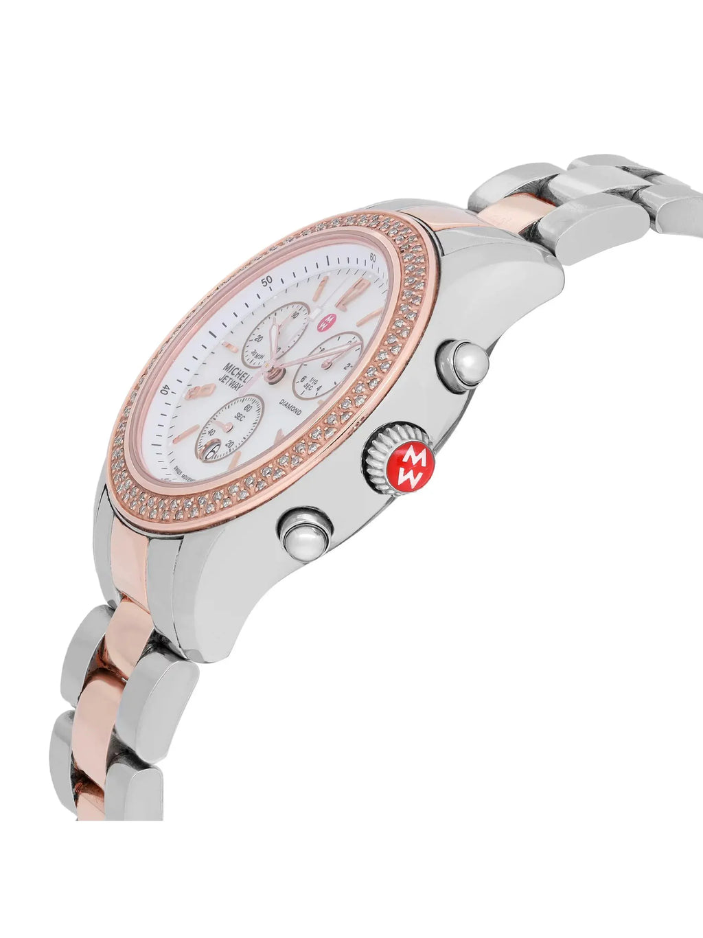 Michele Jetway 40mm Steel 0.50cttw Diamond Quartz Ladies Watch