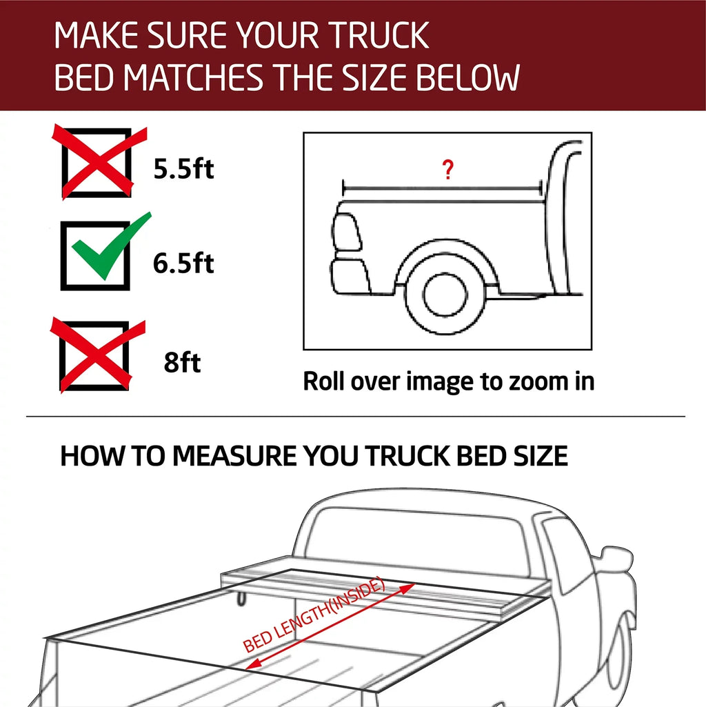 Kikito Vinyl Soft Roll-Up Tonneau Cover Truck Bed for 2022-2024 Tundra 6.7FT (78.7") Bed w/o Trail Edition (for Models Without The Deck Rail System)