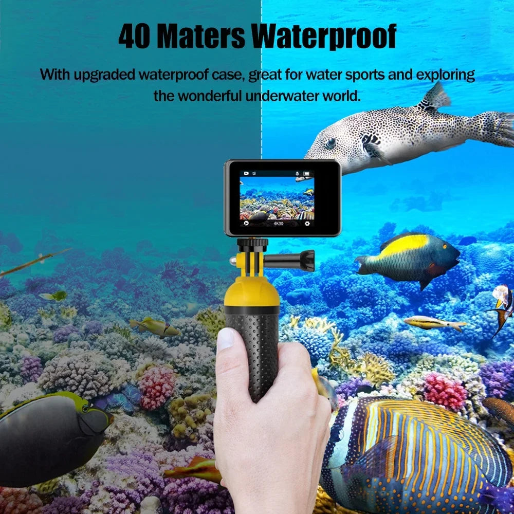 4K 24MP Dual Screen Sport Camera  Camcorder 2.0 Inch Screen 170° Wide Angle  40m Waterproof WiFi with Macro   8 16 Purple Lens for Outdoor Sports
