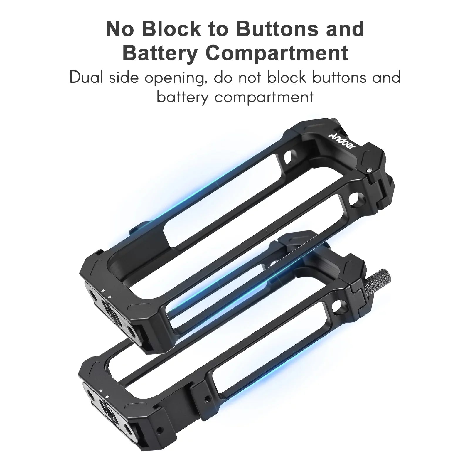 Andoer Aluminum Alloy Sports Camera Video Cage with Dual Cold Shoe Mounts - Metal Protective Frame Vlog Accessories for Insta360