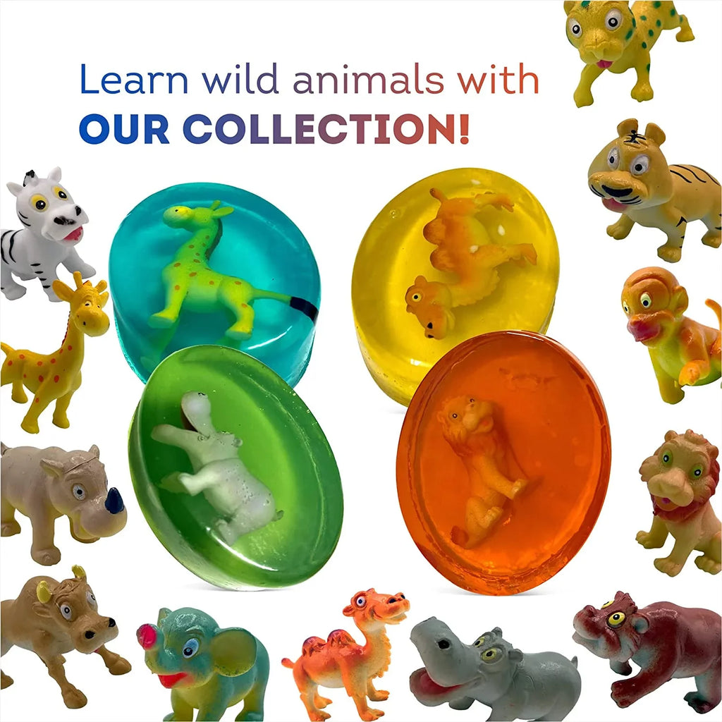 Kids Soap with Toys Inside Funny Animals Surprise Glycerin Soap Bar Collect All 12 Wild Animals Toys Moisturizing Handmade in  Natural and Safe by Relaxcation 4 Set