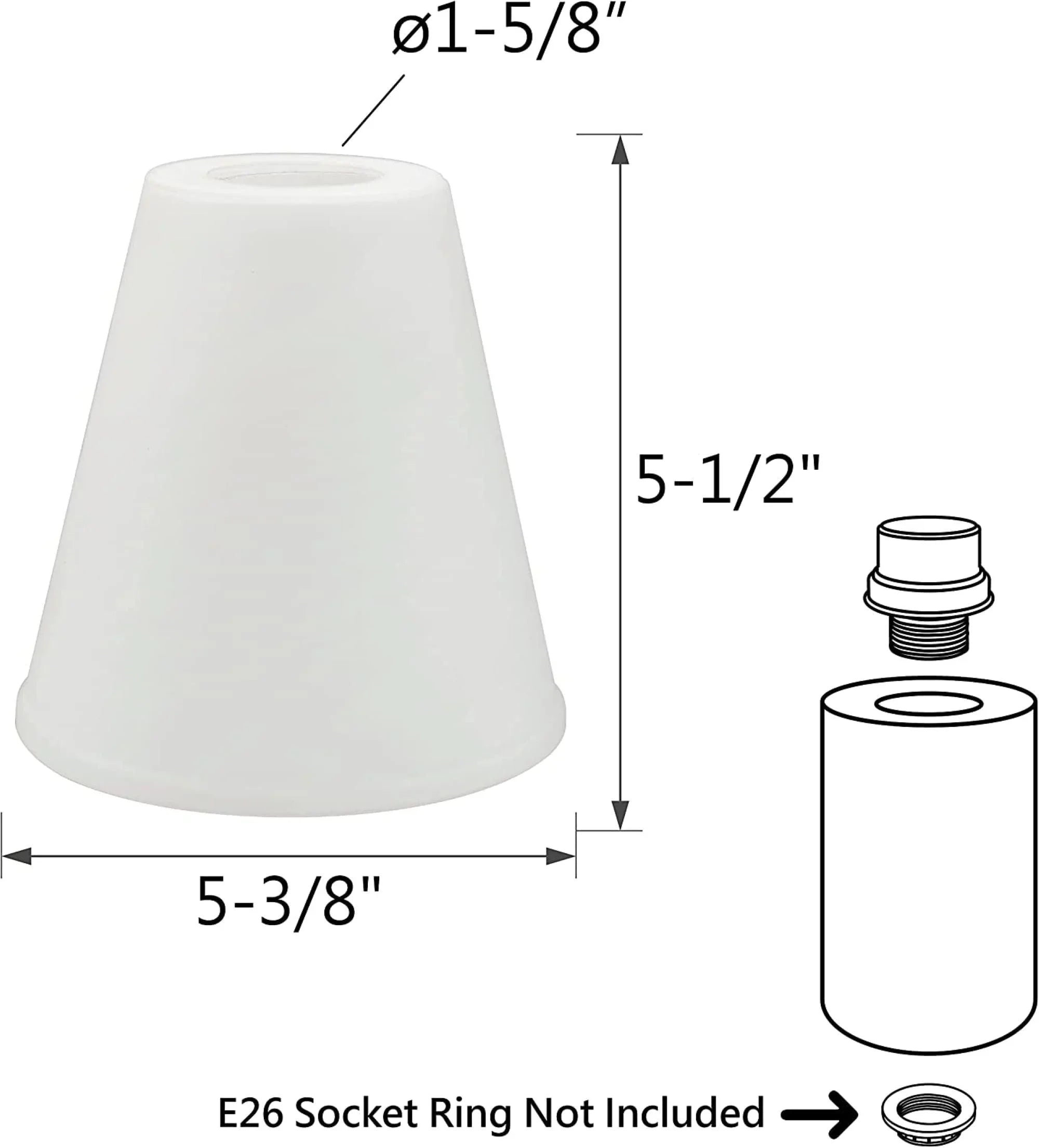 Aspen Creative 23619-3, Frosted Opal Glass Shade White Inside, 5-3/8"Dia x 5-1/2" / Center Hole:42mm, 3 Pack