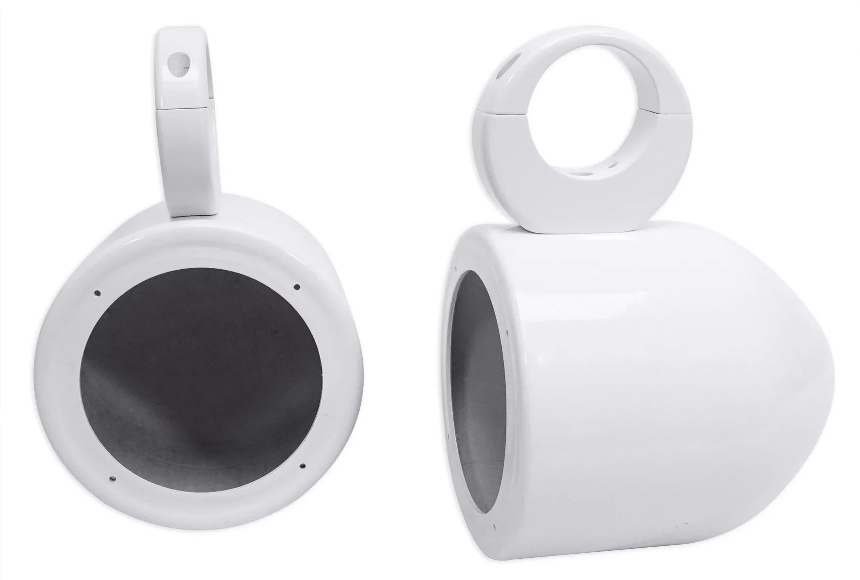 2) Rockville  5.25" 360° Swivel White Aluminum Surface Mount Speaker Pods