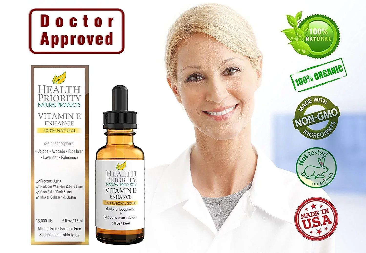 Organic Vitamin  Oil - Small Batch, Handmade in the  - Unscented, 0.5 oz