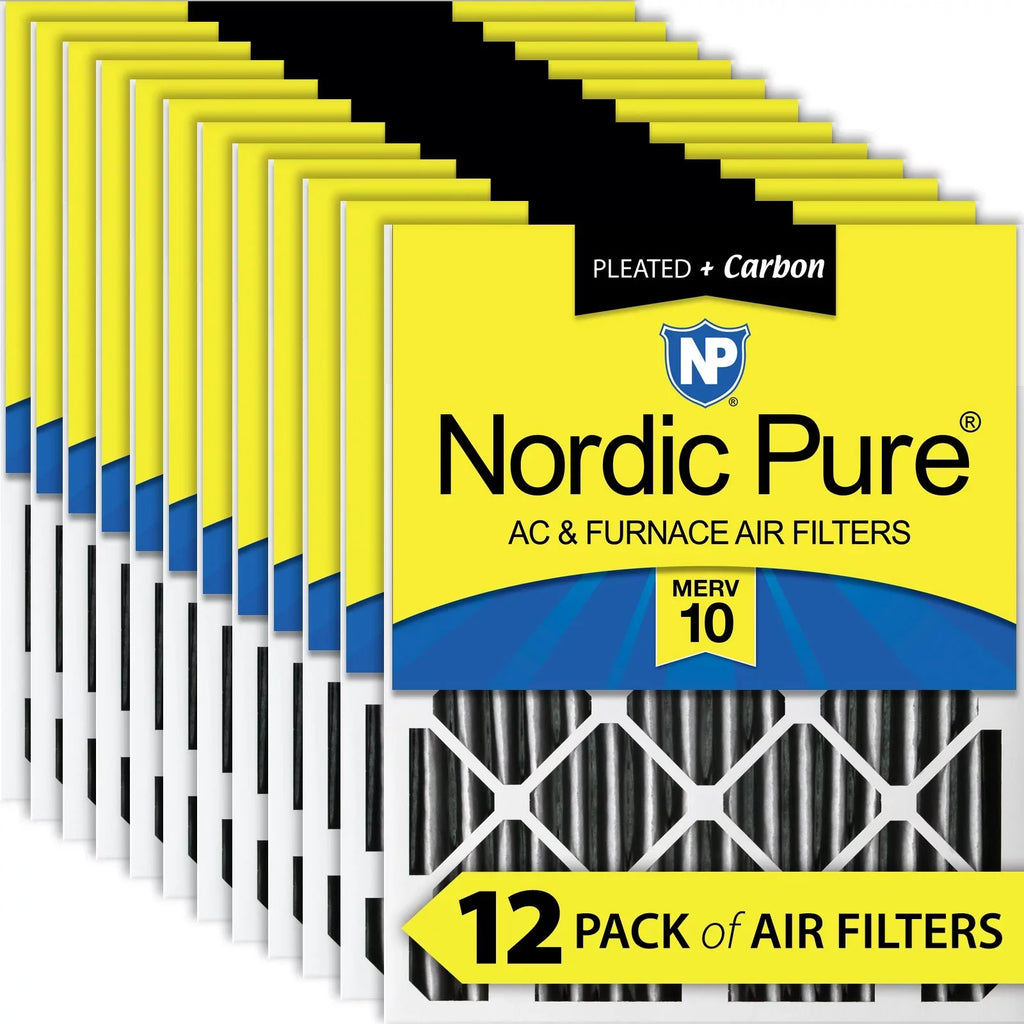 Nordic Pure 20x20x2 Pleated Air Filters  10 Pleated Plus Carbon 12 Pack