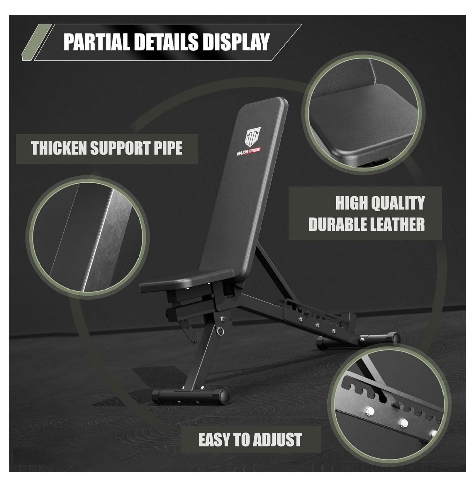 Major Fitness Weight Bench,1300  Capacity Bench Press and 32 Adjustable Positions Strength Training Bench for Garage and Home Gym Workouts, Weight Lifting, and Bench Press