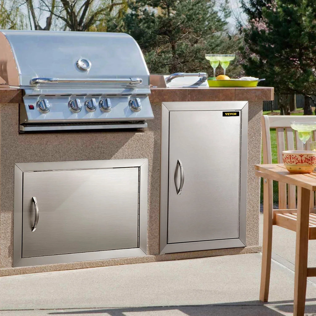 14x20 Inch Vertical Stainless Steel  Access Door - Ideal for Outdoor Kitchen,  Island, and Grill Station