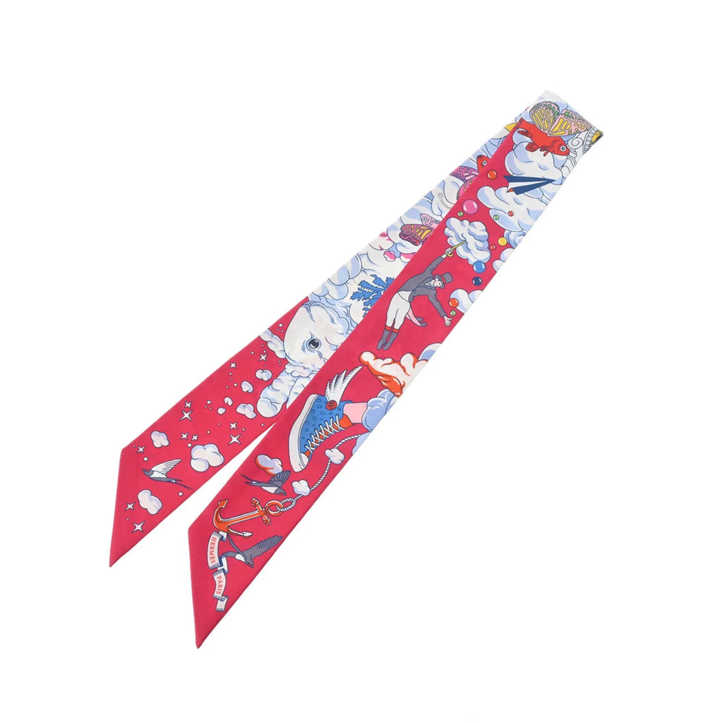Pre-Owned  Twilly    Pink/Multicolor 063900S Women's 100% Silk Scarf Muffler (Good)
