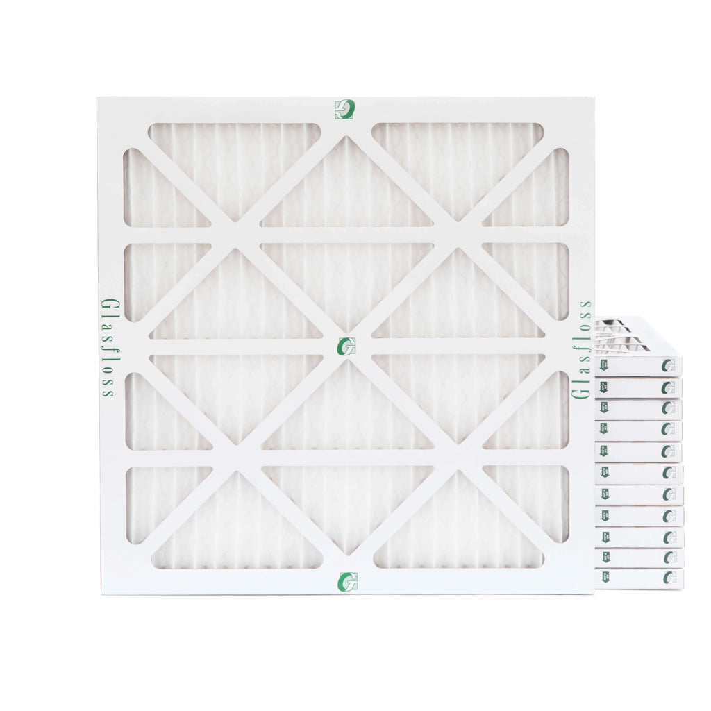 12 Pack of 14x14x1  10 Pleated Air Filters by Glasfloss. Actual Size: 13-1/2 x 13-1/2 x 7/8