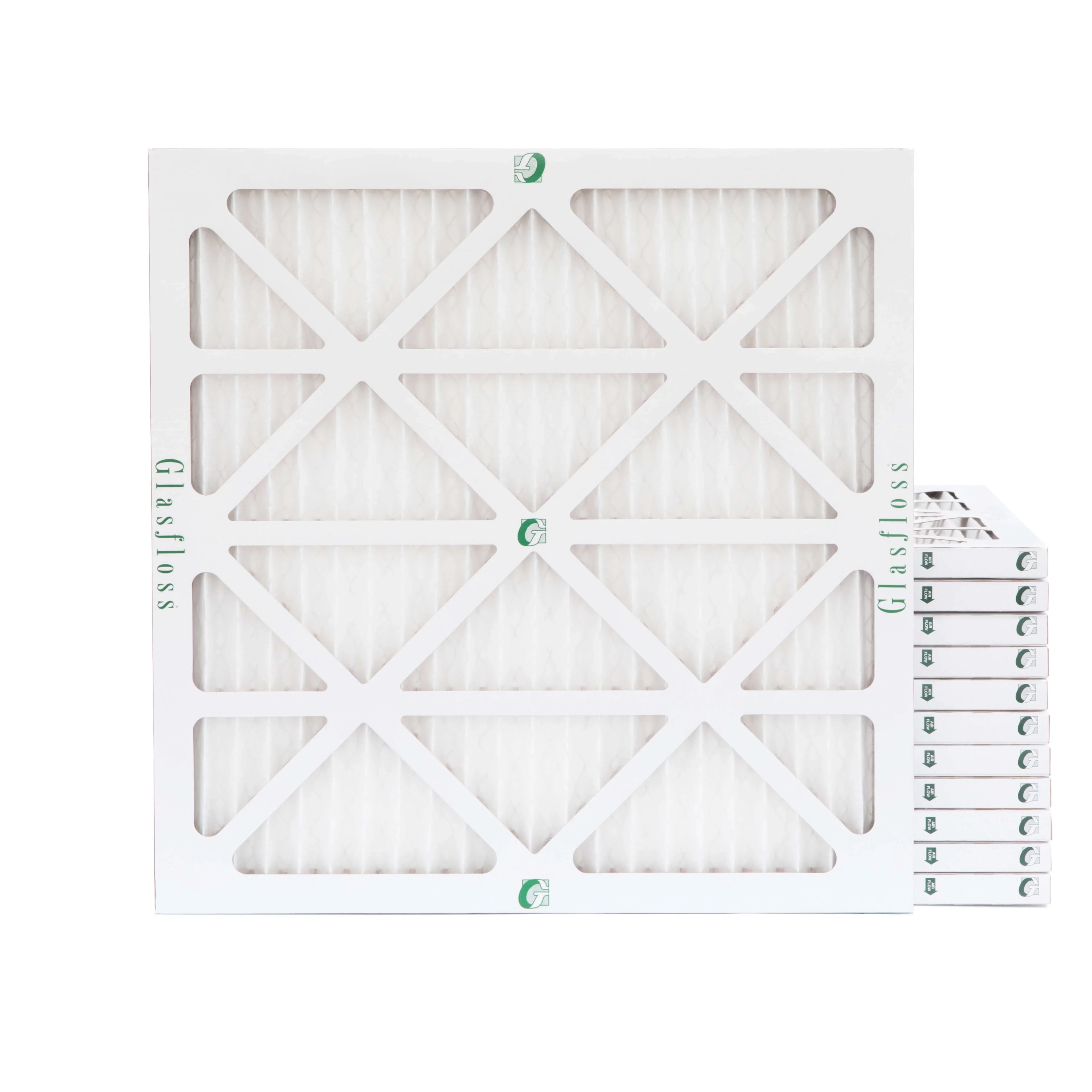 12 Pack of 14x14x1  10 Pleated Air Filters by Glasfloss. Actual Size: 13-1/2 x 13-1/2 x 7/8
