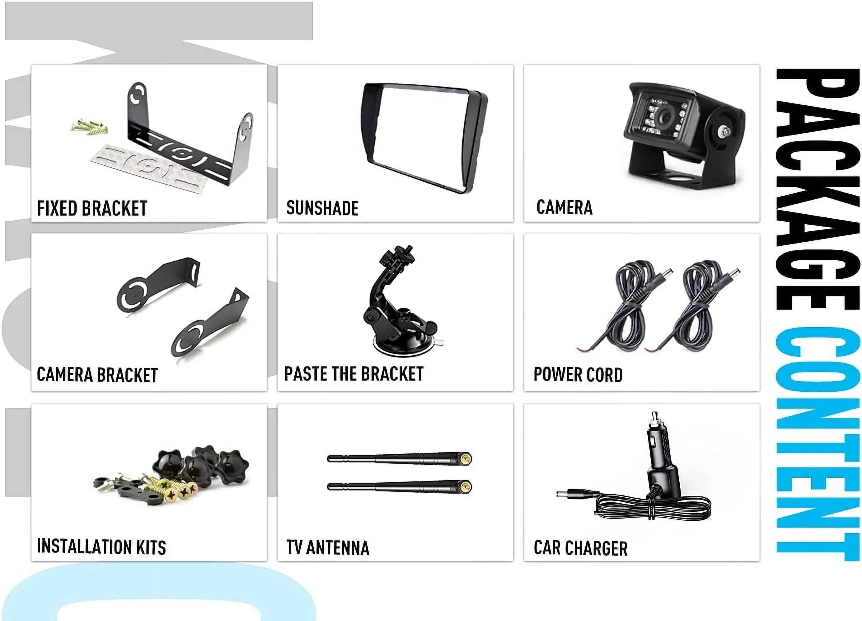 Wireless Backup Camera  Waterproof Rear Camera System+7 Inch  Wireless Reverse Monitor for  Trailer Truck Bus 5th Wheel
