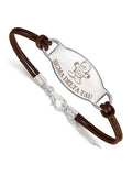 Sterling . Rh-p LogoArt Sigma Delta Tau Enameled Oval Leather Bracelet