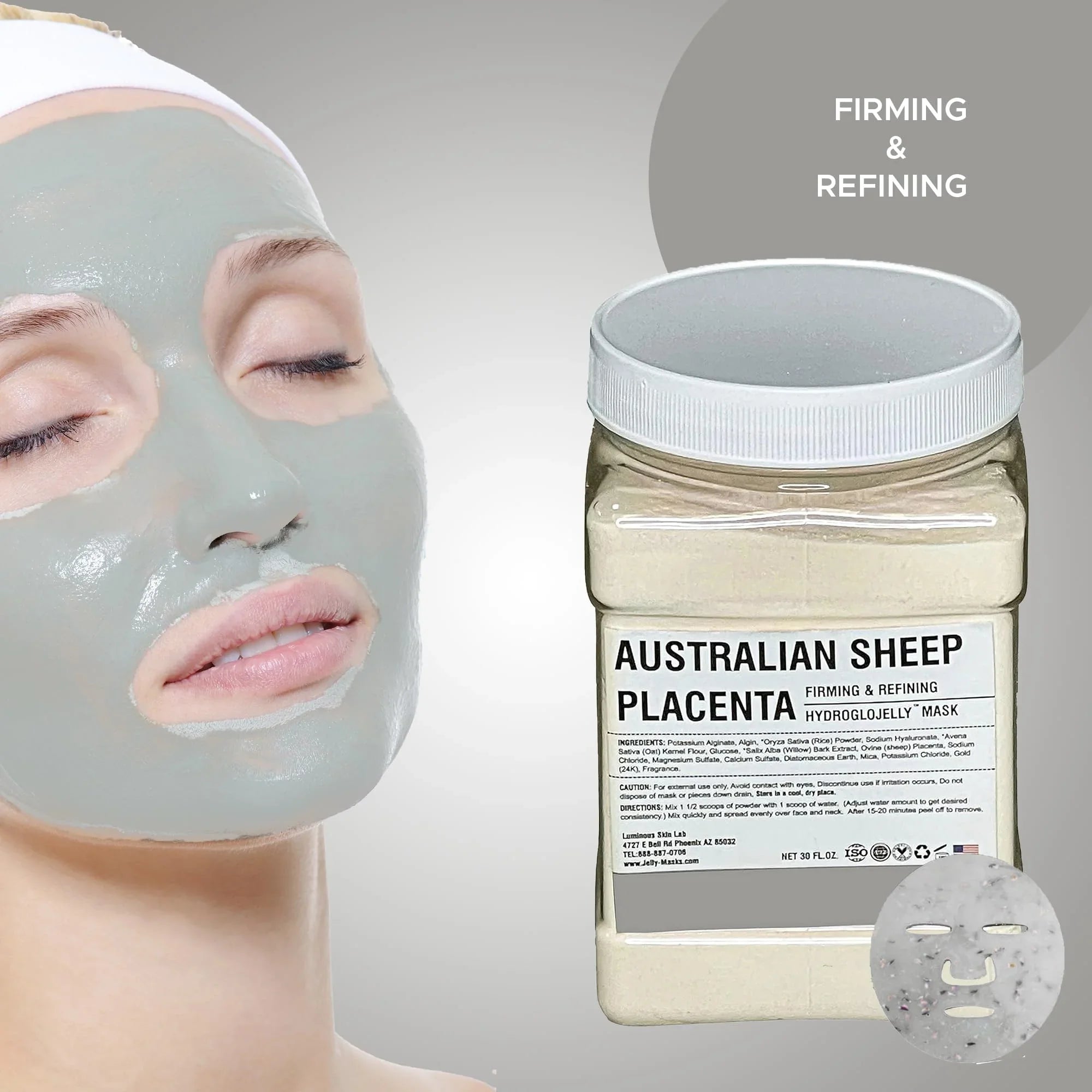 Luminous Skin Lab Australian Sheep Placenta Jelly Mask,  Professional Pack Peel off Facial Mask - Anti-Aging, Reducing Dark Spot & Natural Skin Treatment - Suitable for All Skin Types | 30 fl oz