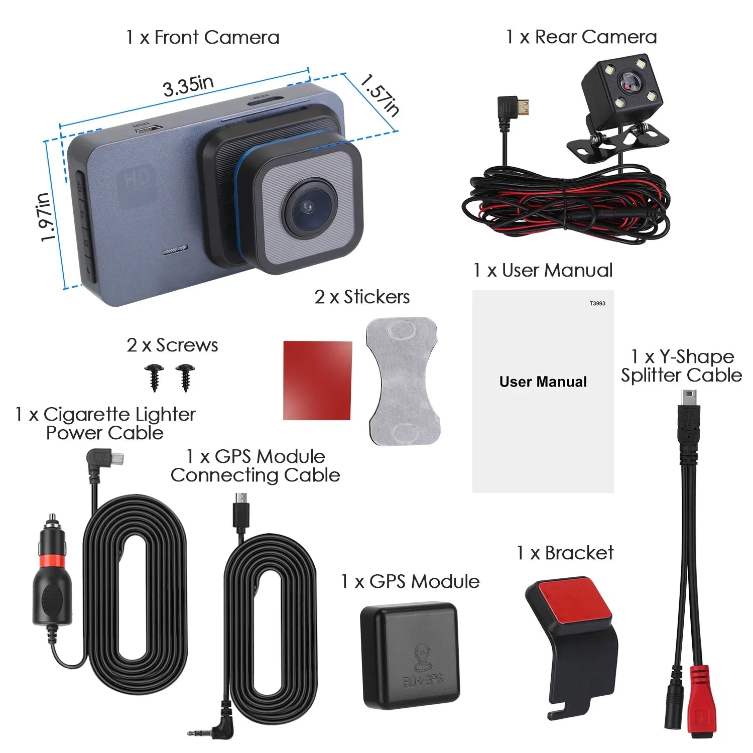 1080P Dual Lens Dash Cam, iMounTEK Universal Vehicle Driving Recorder, Car  with WiFi  -Sensor  Control Motion Detection Parking Monitor Night Vision