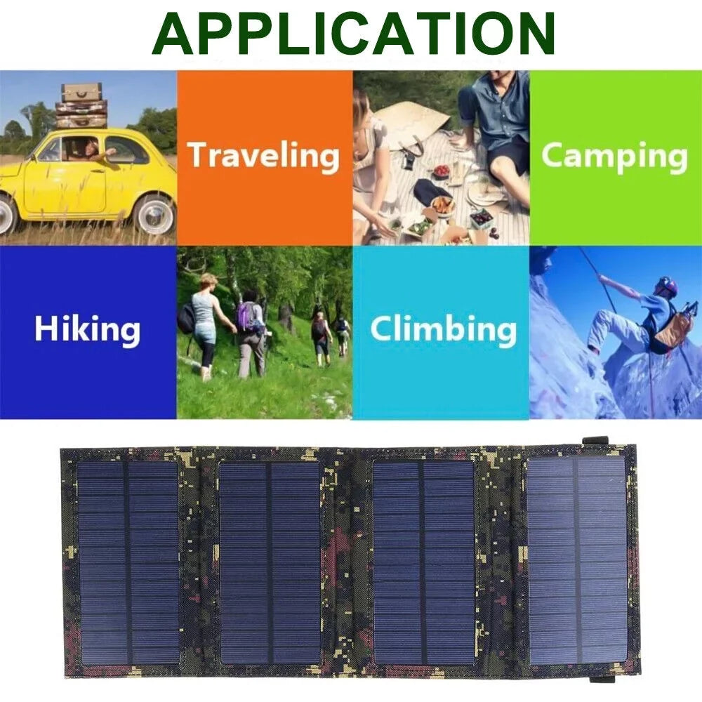 Foldable Outdoor 80W  Solar Panel Portable Phone Charger Camping Hiking Rechargeable Battery High Quality