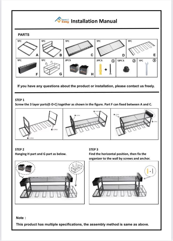 Make It Easy Super Power Tool Organizer Steel Heavy Duty Floating Tool Shelf  10 in All