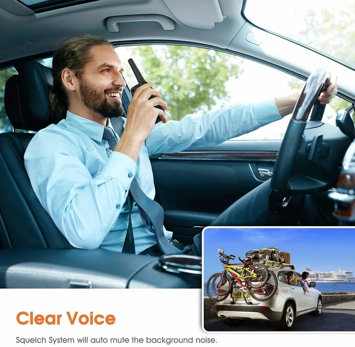 Two Way Radios for Adults,  Walkie Talkie Long Range /Hands Free Walki Talki with Noise Cancelling for Women Kids Camping Hiking Cruise Ship (Orange 2 in 1)