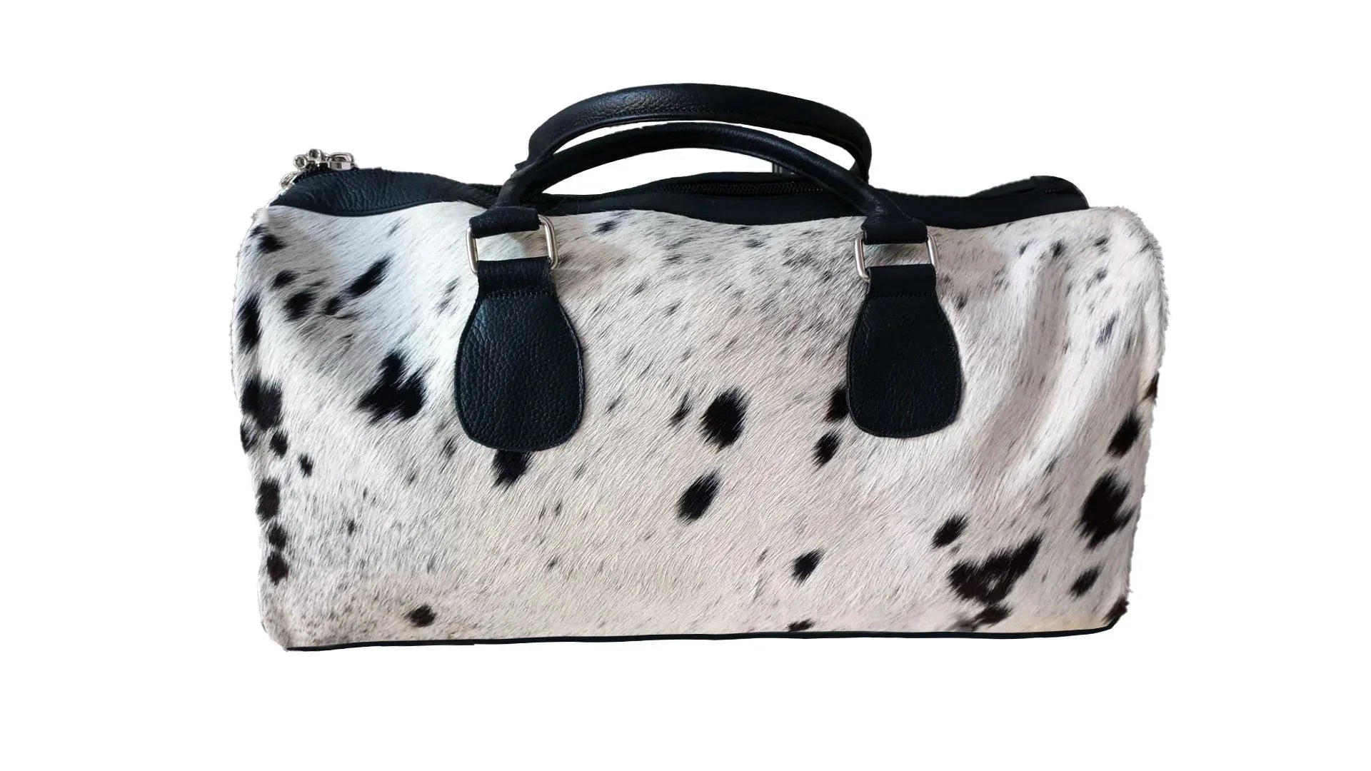 American Style Black & White Large Duffle Bag Cowhide Men Leather Duffle Bag Travel, Sports & Gym Luggage Bag