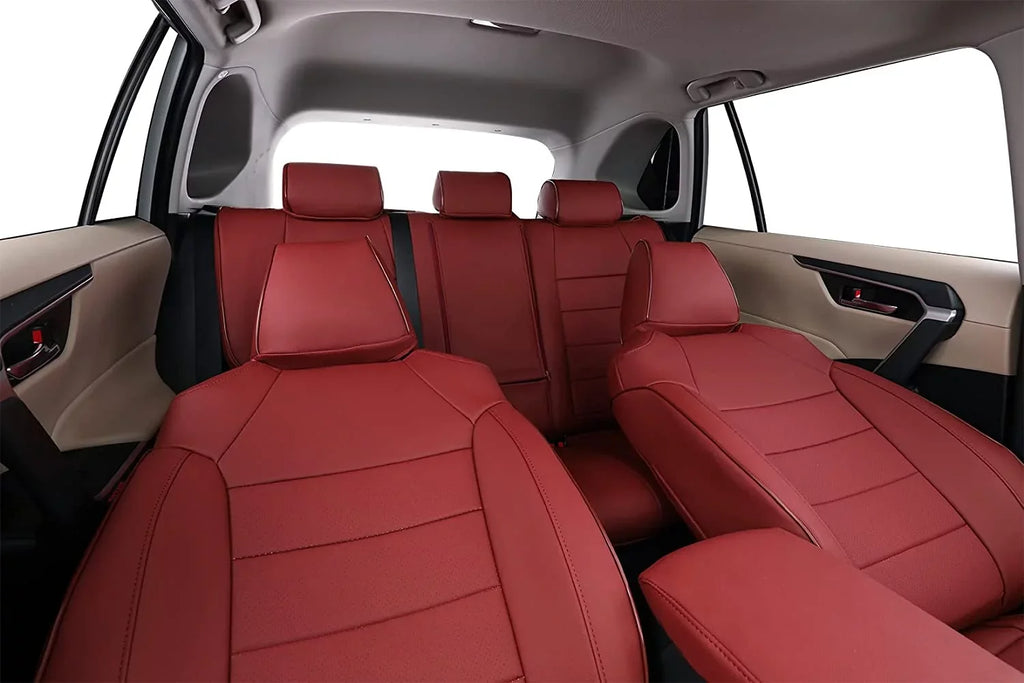 Custom Fit Taos Car Seat Covers for Volkswagen Taos   2022 2023 -Full Set Leather Auto Seat Covers(Burgundy)