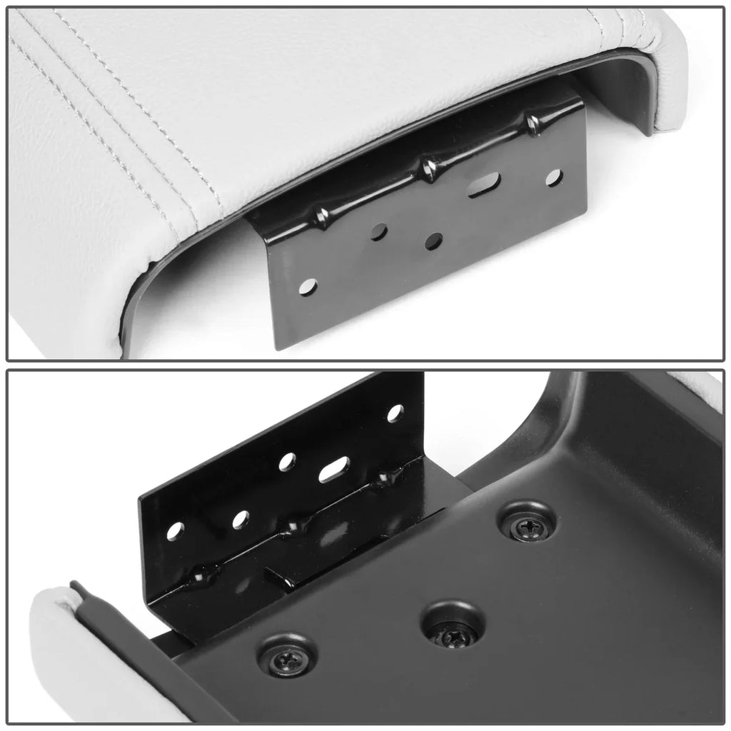 Motoring --0055 Leather Center Console Armrest Lid Assembly w/Latch For 2002-2009 Chevy Trailblazer  Envoy Buick Rainier [Grey] 03 04 05 06 07 08
