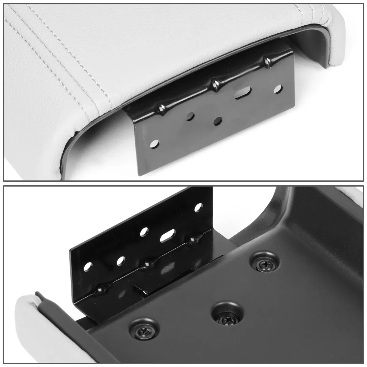 Motoring --0055 Leather Center Console Armrest Lid Assembly w/Latch For 2002-2009 Chevy Trailblazer  Envoy Buick Rainier [Grey] 03 04 05 06 07 08
