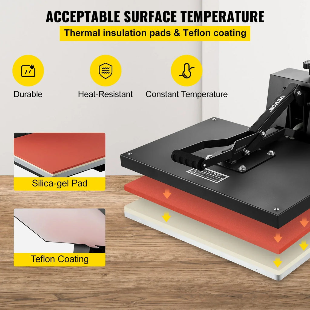 16x24 Heat Press Machine 1700W Power, Industrial Sublimation Printer for TShirt and Heat Transfer Vinyl, Easy to Use Digital Heat Press Black
