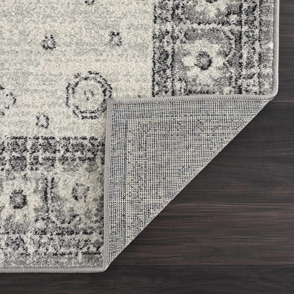 Marash Collection Goksun Persian Traditional Living Room, Bedroom, Indoor Area Rug - Oriental Medallion Pattern - Boho Vintage Distressed - Grey, Beige - 7'10"  10'
