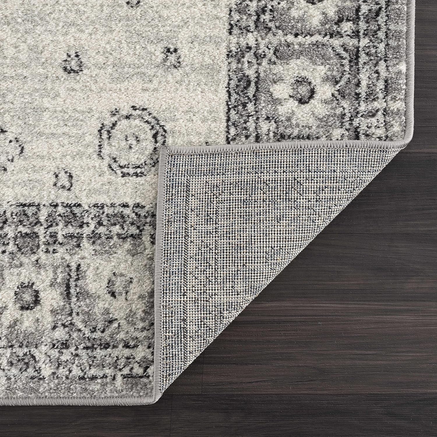 Marash Collection Goksun Persian Traditional Living Room, Bedroom, Indoor Area Rug - Oriental Medallion Pattern - Boho Vintage Distressed - Grey, Beige - 7'10"  10'
