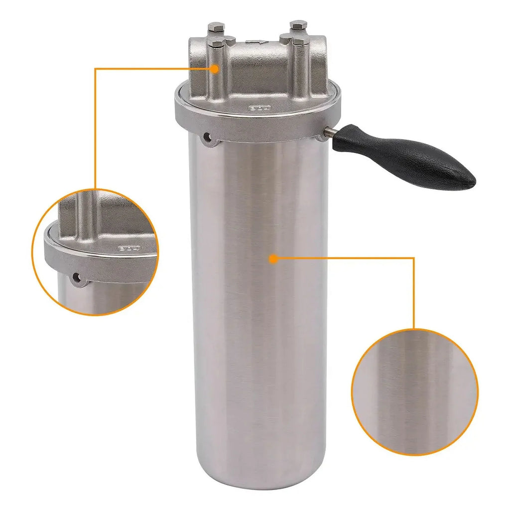 Stainless Steel Water Filter Housing 10" Cartridges 3/4"  thread inlet & outlet