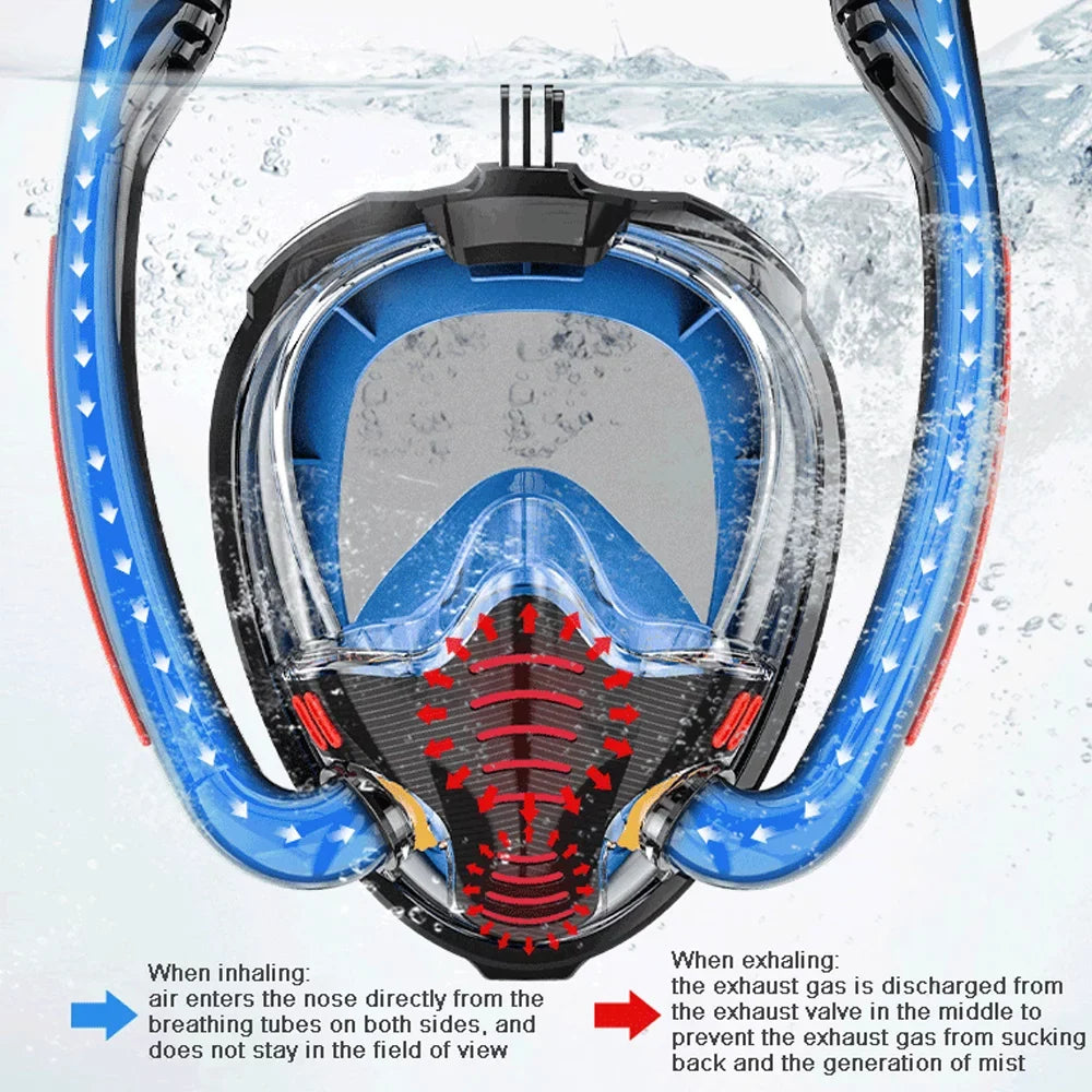 Snorkeling Diving Goggles Double Tube Silicone Full Drying Diving Mask for Snorkeling