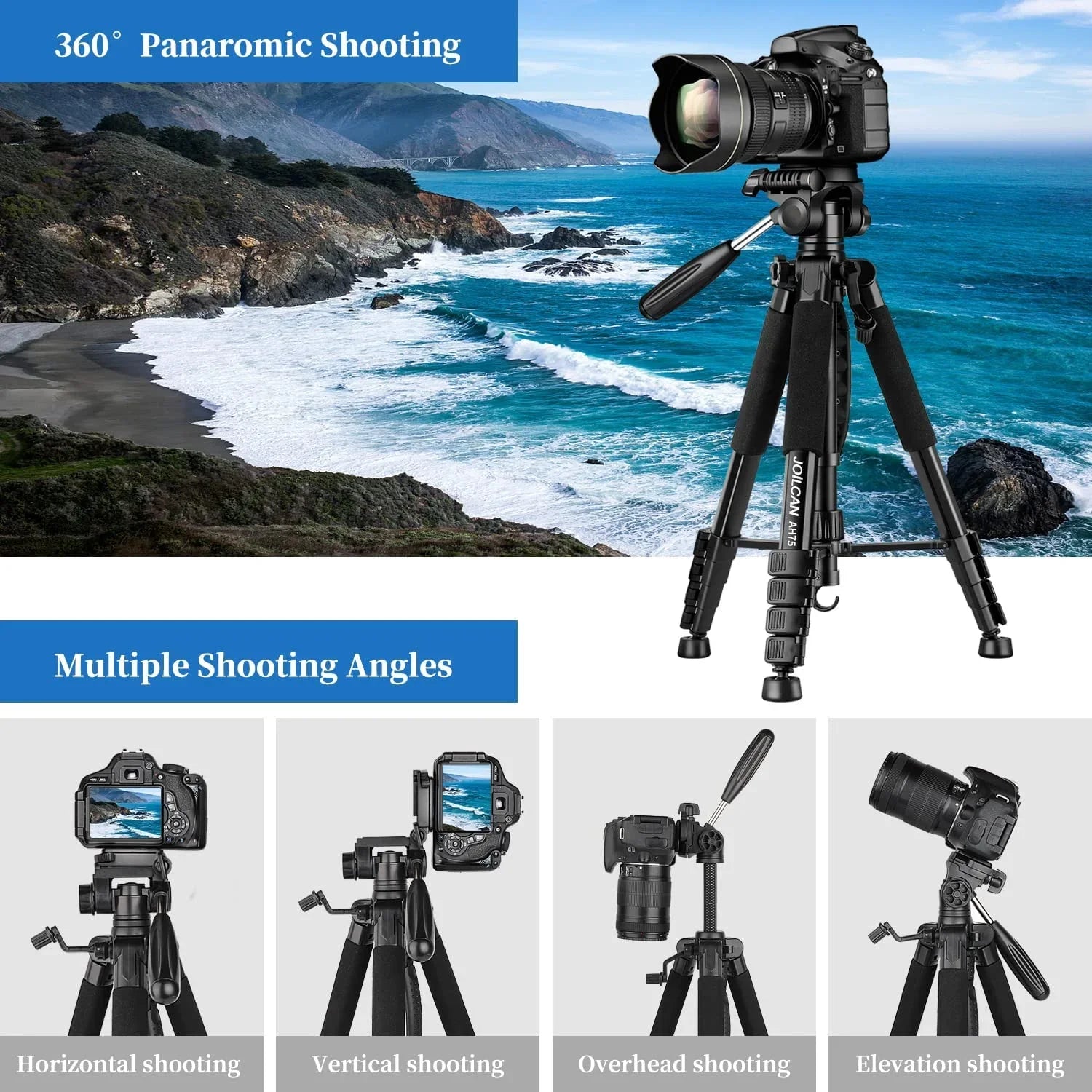 Tripod Camera Tripods, 74" Tripod for Camera Cell Phone Video Photography, Heavy Duty Tall Camera Stand Tripod,