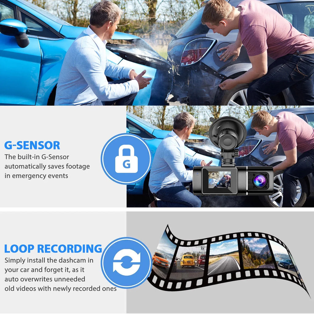 Dual Lens Car  Dash Cam Video Recorder -Sensor 1080P  Front+Inside Camera