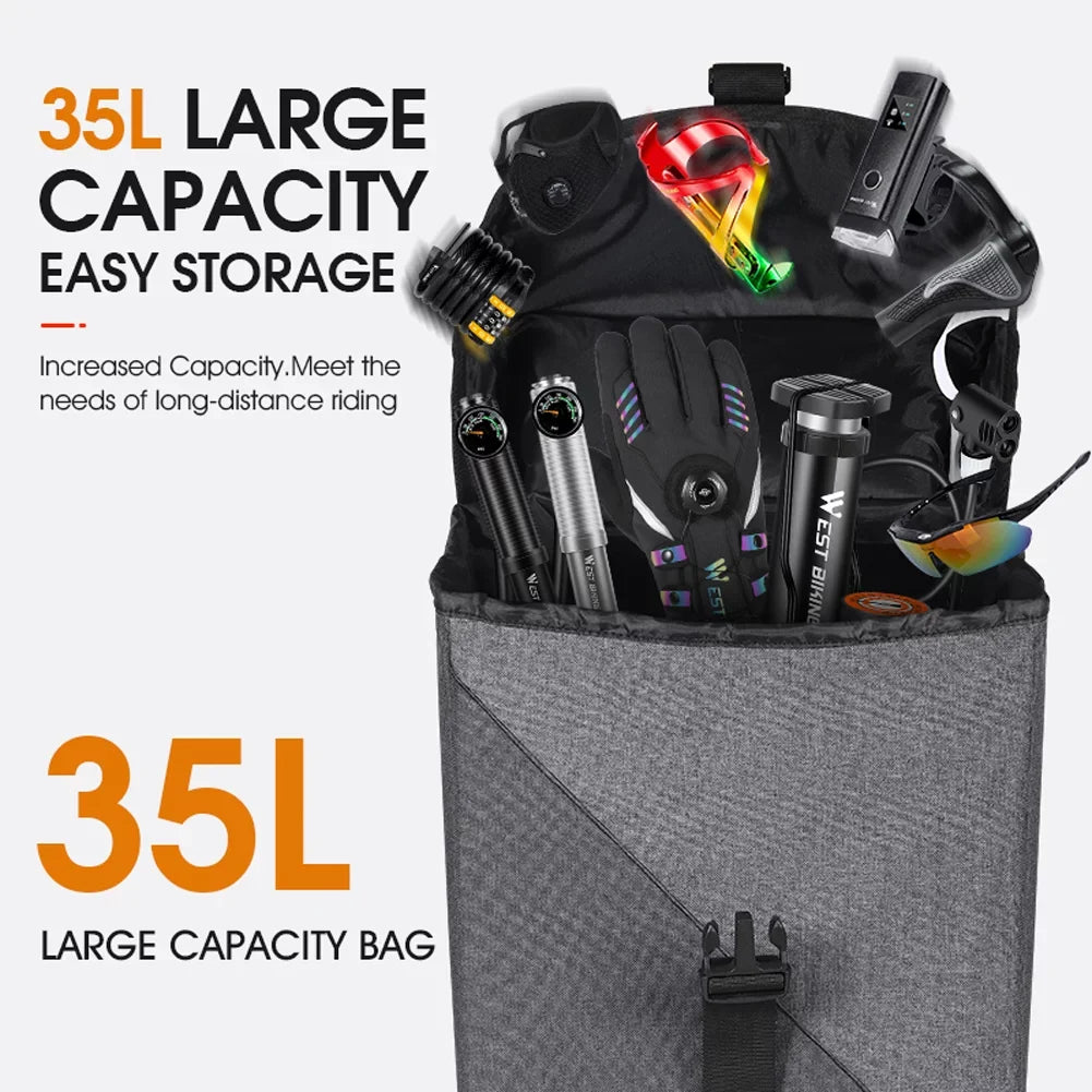 Lixada Bike Rear Seats Bag 35L Double Luggage Carriers Large Capacity Riding Accessory Utility Trunk