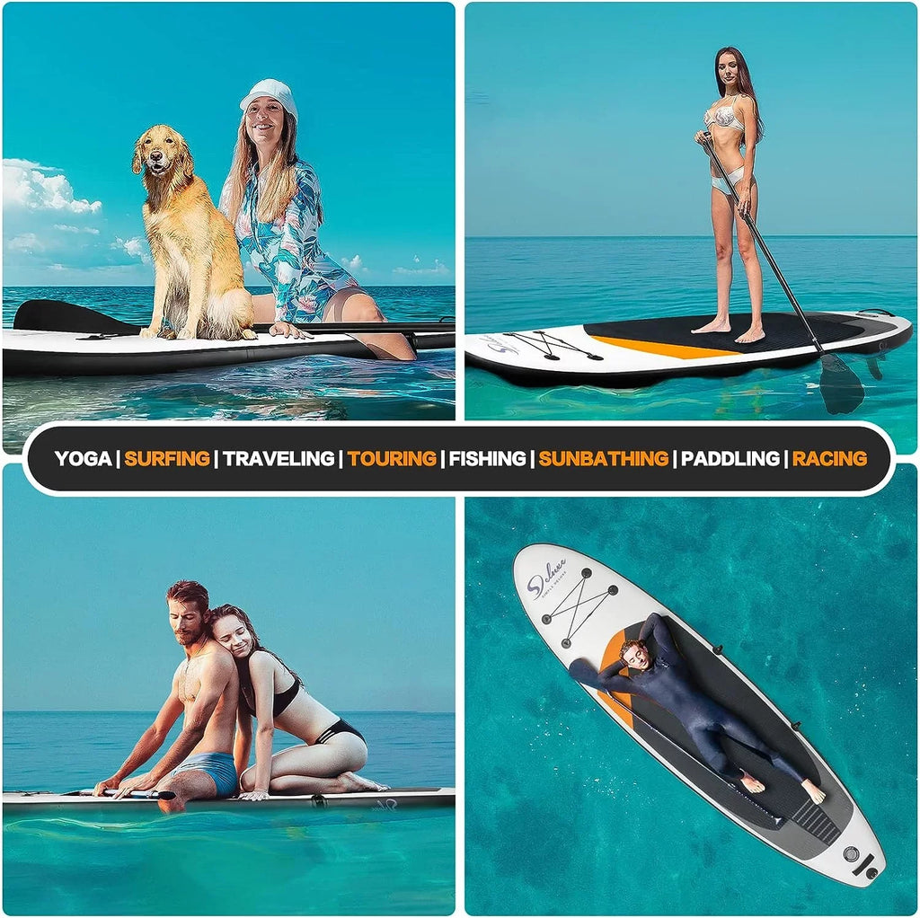 Inflatable Stand Up Paddle Board – Simple Deluxe Premium  for All Skill Levels,for Youth & Adults, Blow Up with Accessories & Backpack, Surf Control, Black