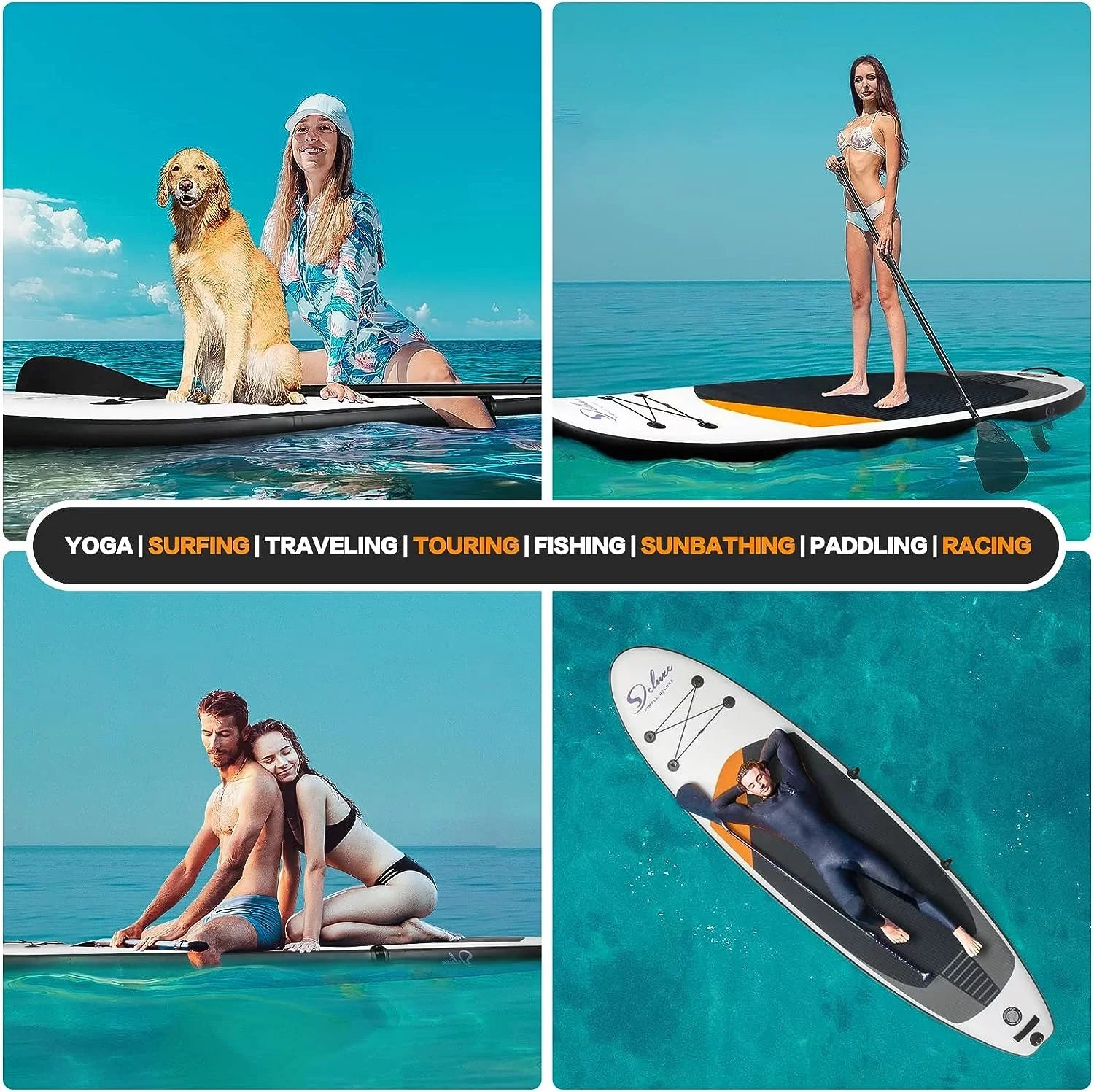 Inflatable Stand Up Paddle Board – Simple Deluxe Premium  for All Skill Levels,for Youth & Adults, Blow Up with Accessories & Backpack, Surf Control, Black
