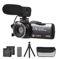 Andoer 2.7K Digital Video Camcorder  Recorder 48MP 16X Digital Zoom 3.0 Inch  Touch Panel Supports Face Detection Beauty Face Smile Capture -shake with 2pcs Batteries + Remote Control