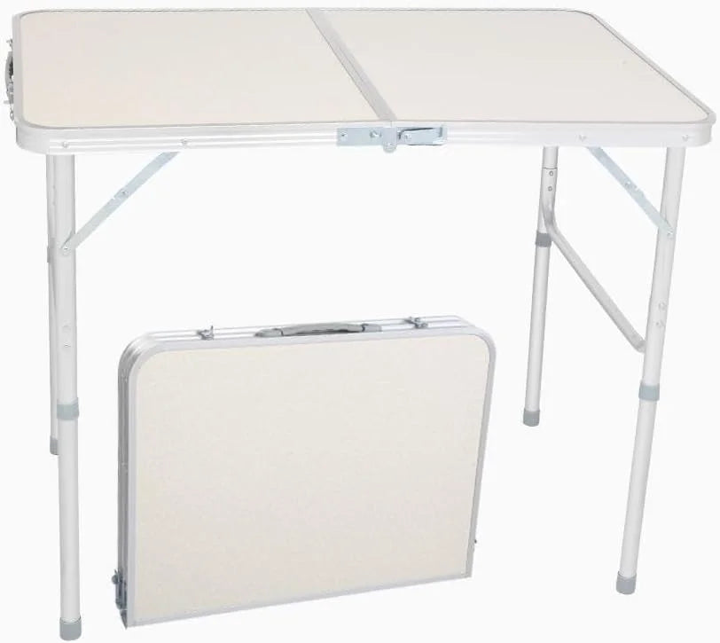 Portable Folding Aluminum Picnic Table - 3FT Compact Outdoor, Indoor Desk for Camping, Garden Patio, Lightweight