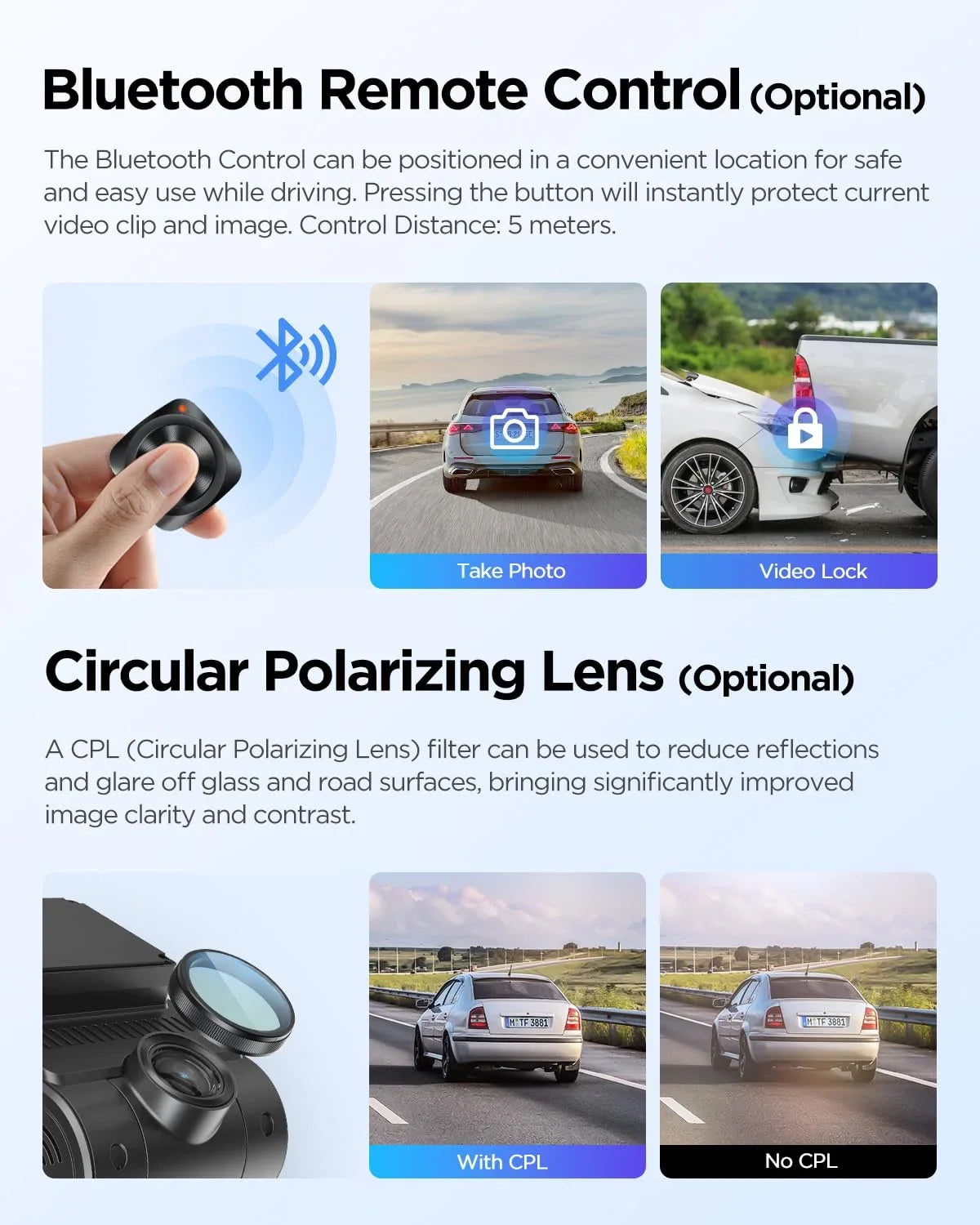 Plus 2CH Dashcam with , Dual  2 Sensors, 1440P+1440P Front Rear 1.87 lb Camera