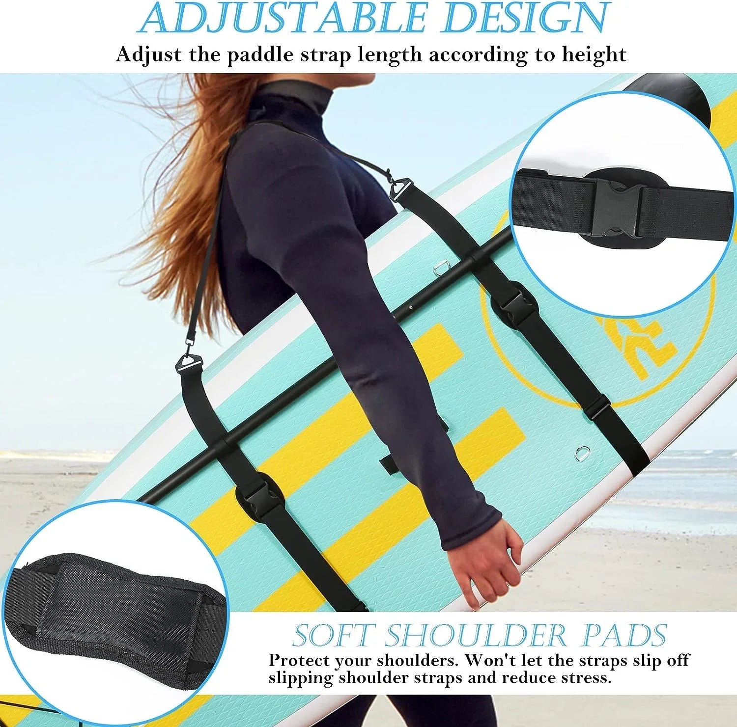 Paddle Board Carry Strap, Adjustable  Carrying Strap Boards, Paddle Board Accessories for Women and Men for Paddleboards, Surfboards, Longboards, Canoe and Kayaks