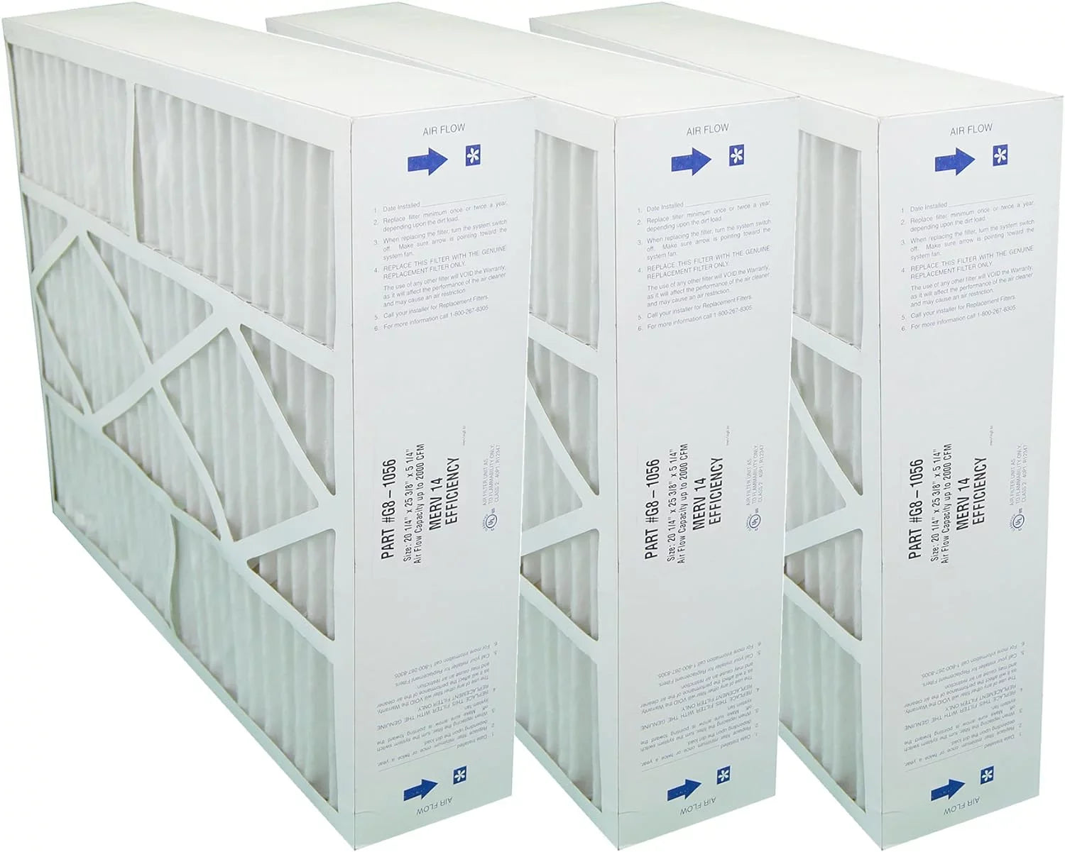 20X25x5 (Actual Size: 20-1/4  25-3/8  5-1/4)  14 , , -,  ,  20X25   - Case Of 3 Filters