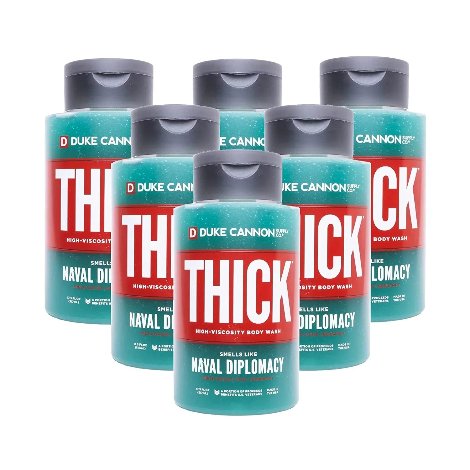 Duke Cannon Supply Co.  High-Viscosity Body Wash for Men - Smells Like Naval Diplomacy, 17.5 Fl Oz 6 Pack